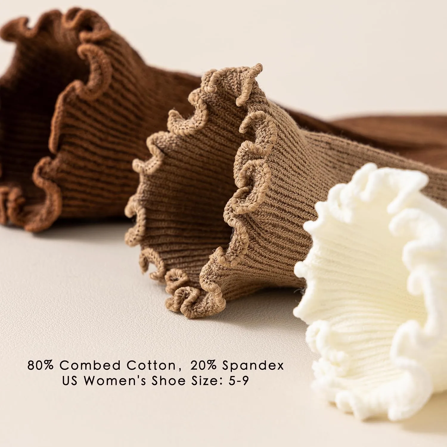 8 Pack Ruffle Socks - Frilly, Cute Slouchy Cotton Socks for Women, Size 5-9