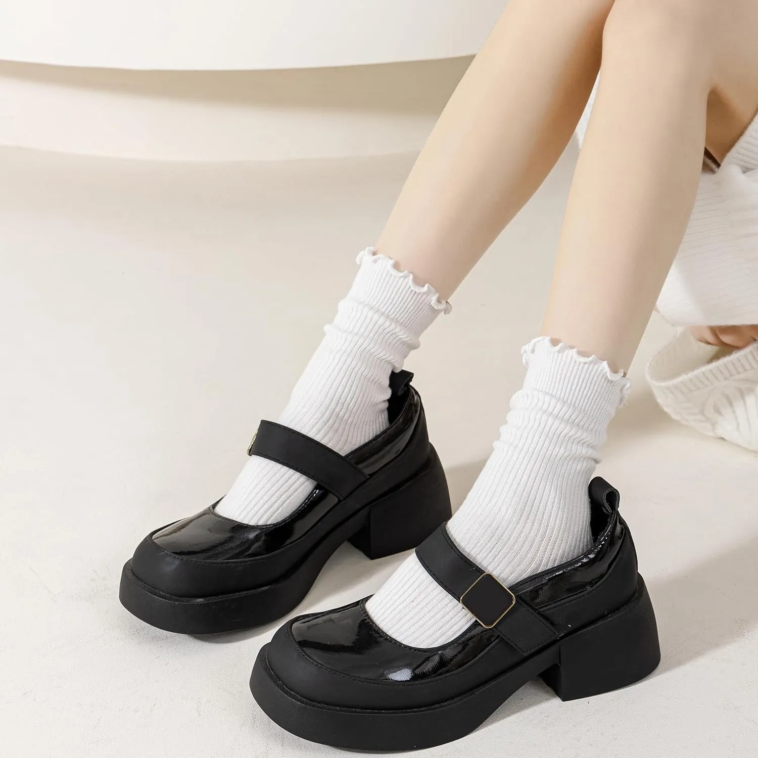 8 Pack Ruffle Socks - Frilly, Cute Slouchy Cotton Socks for Women, Size 5-9