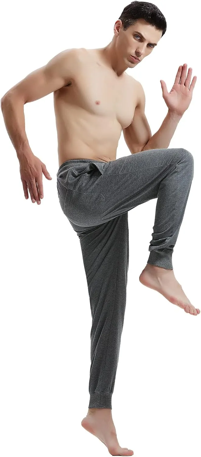 AMY COULEE Men's Casual Joggers Cotton Sweatpants Workout Athletic Pants with Pockets Drawstring Gym Running Pants