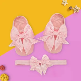 Bedazzled Peach Headband And Socks Set