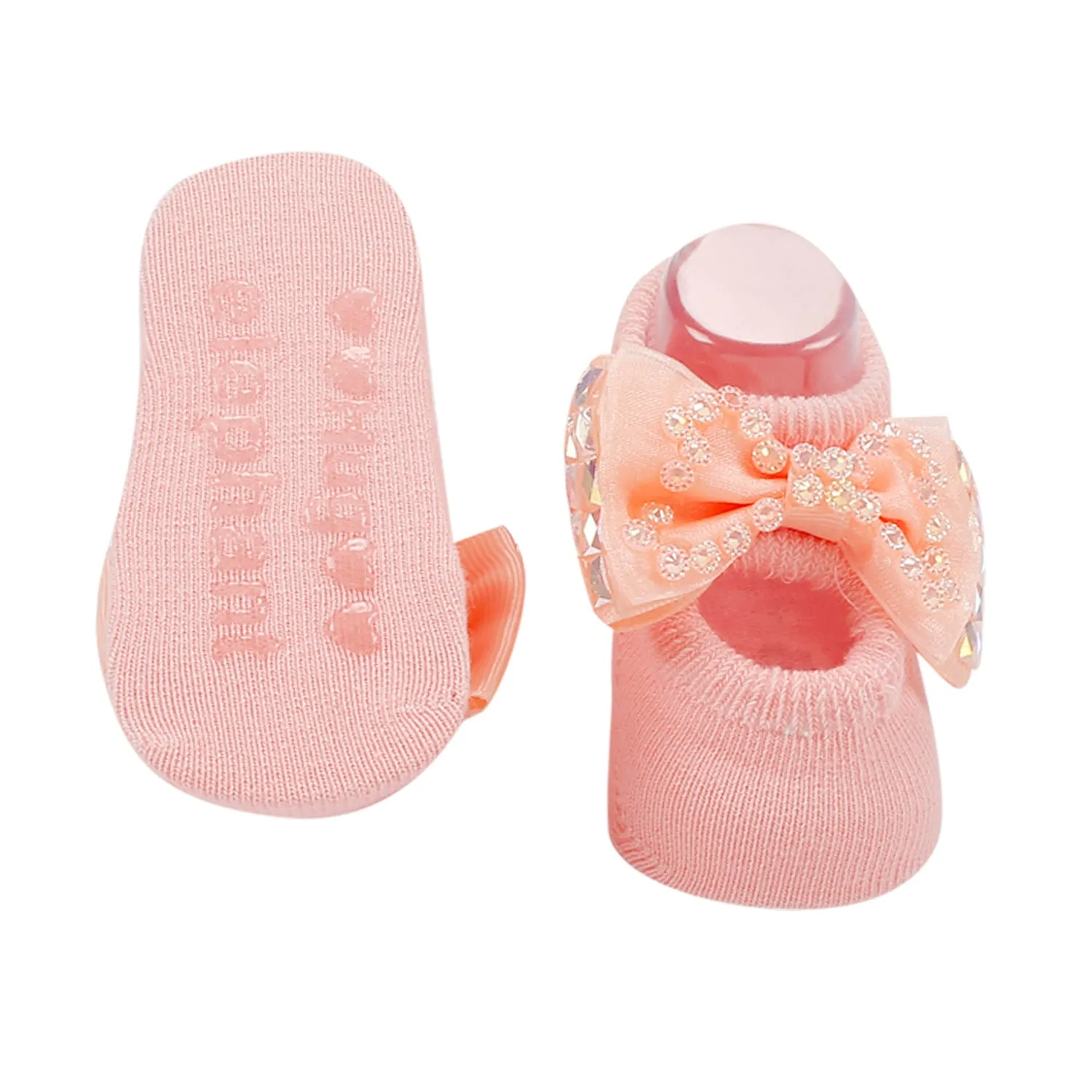 Bedazzled Peach Headband And Socks Set