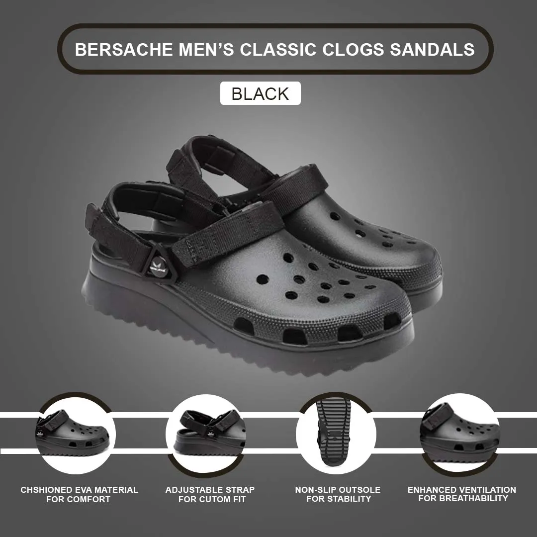 Bersache Extra Soft Classic Casual with  Regular wear with Ultra Soft & Flexibility Technology Clog's for Men's & Boy's (6137-Black)