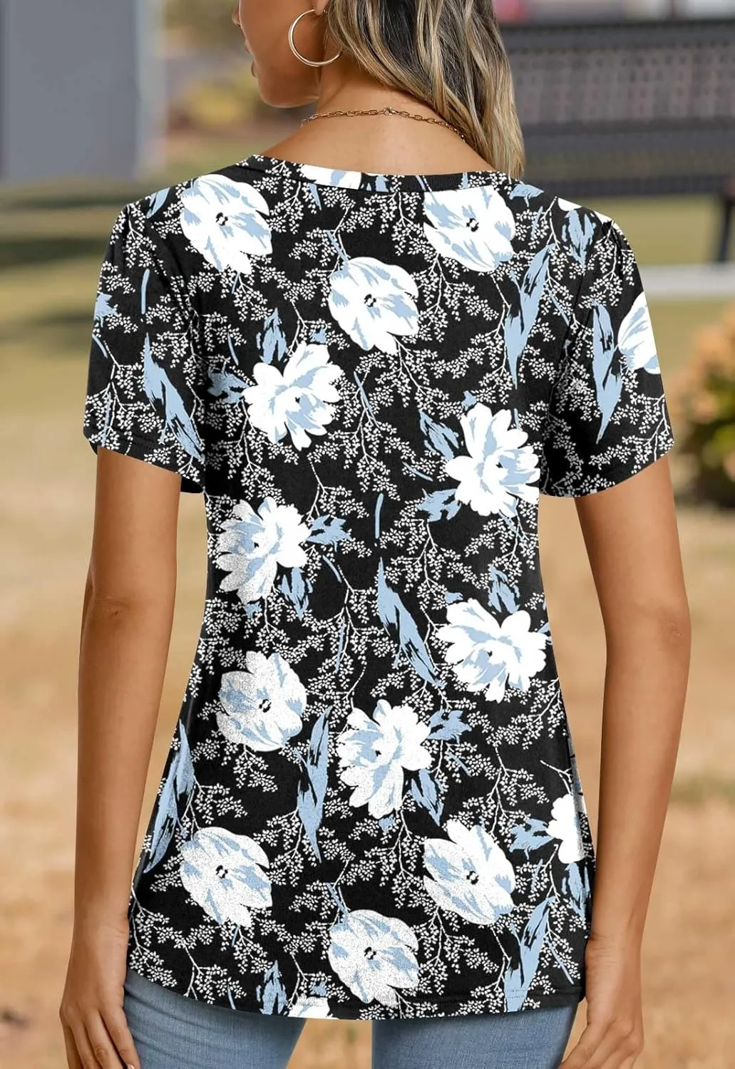 CATHY 2025 Womens Tops Summer Short Sleeve V Neck Tunic T-Shirts Blouse S-4XL