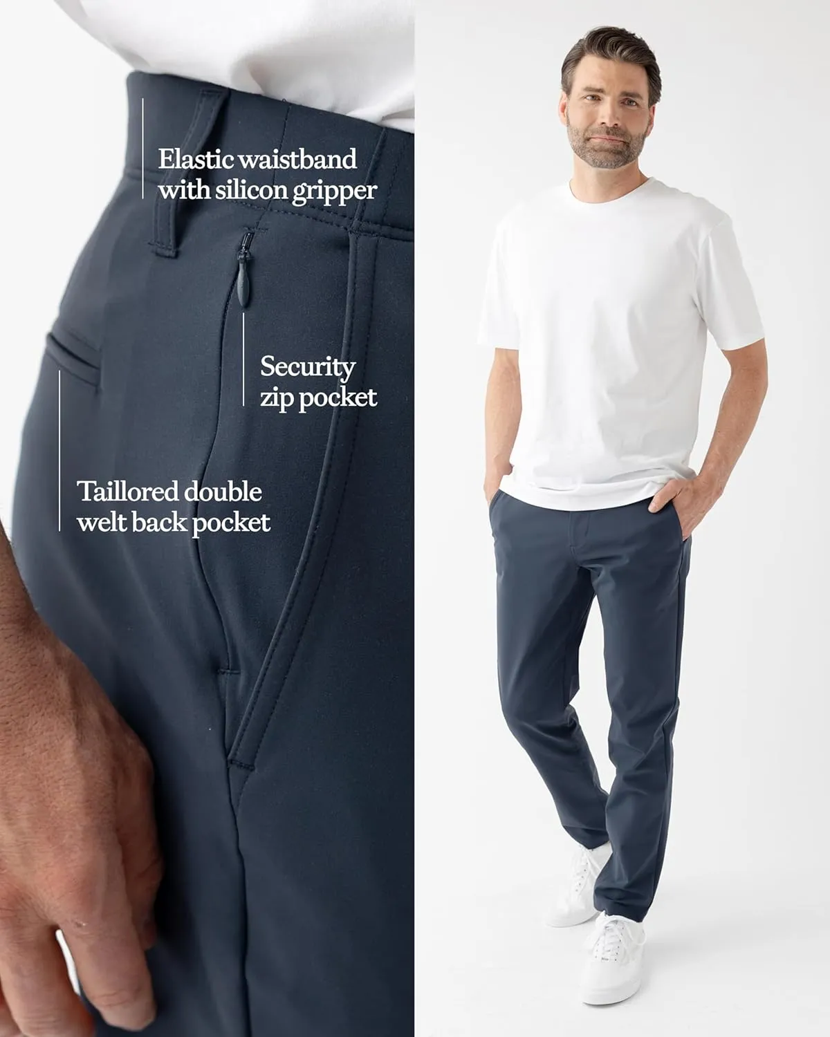 Cozy Earth Men's Everywhere Pant - Mens Casual Pants with Pockets - Lightweight Slim Fit