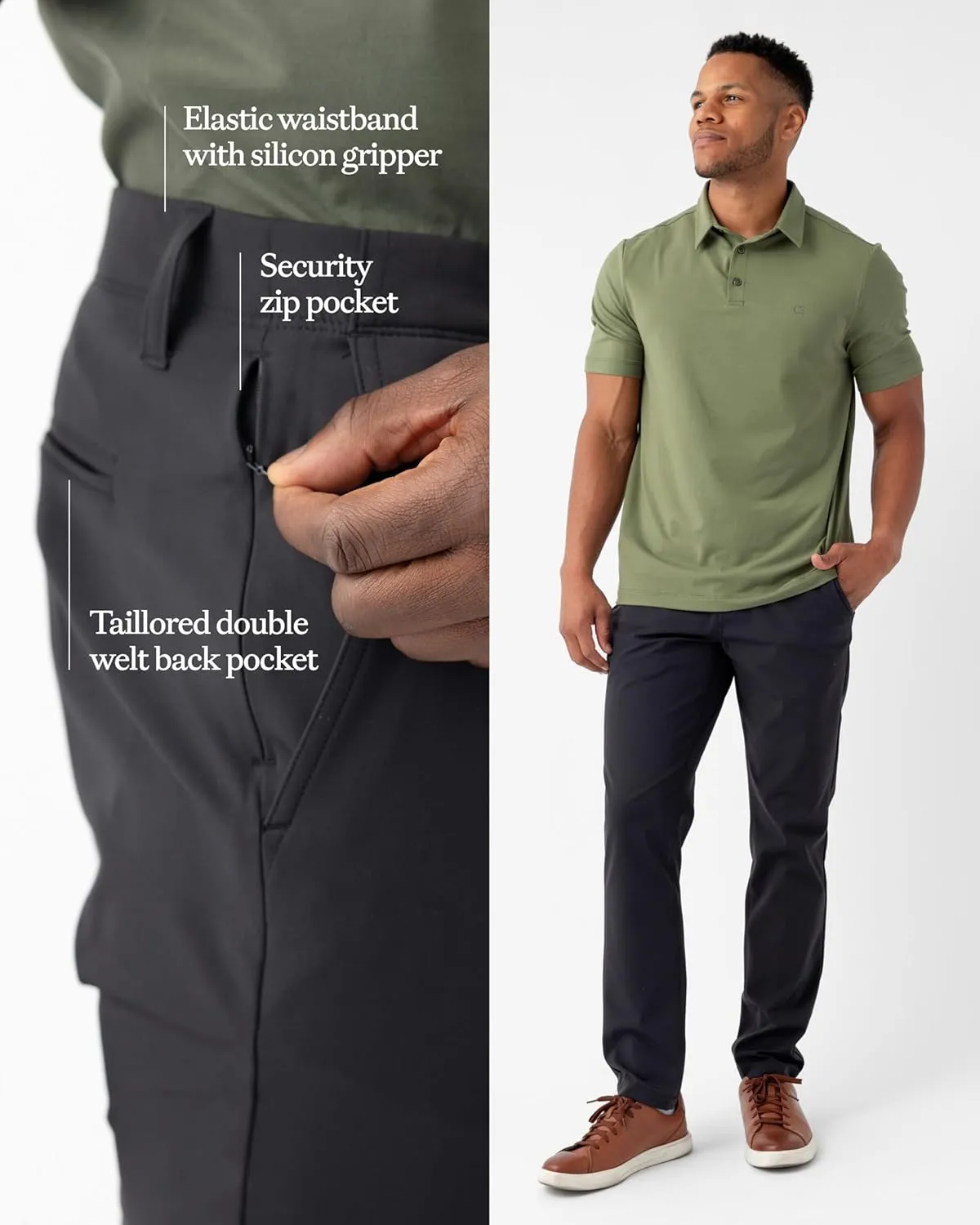 Cozy Earth Men's Everywhere Pant - Mens Casual Pants with Pockets - Lightweight Slim Fit