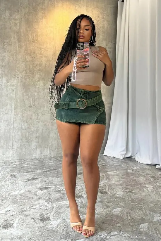 HBQ Women's Vintage Denim Skirt Ring Buckle Jean Skort Low Waist Y2k Mini Skirts 2025 Fashion