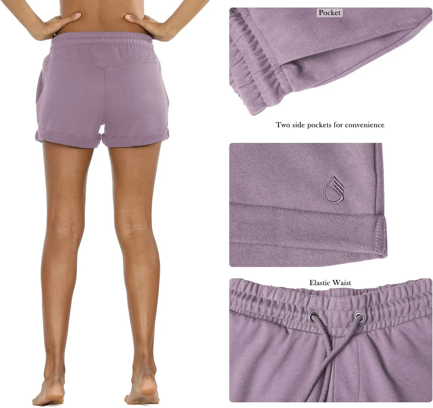 icyzone Workout Lounge Shorts for Women - Athletic Running Jogging Cotton Sweat Shorts