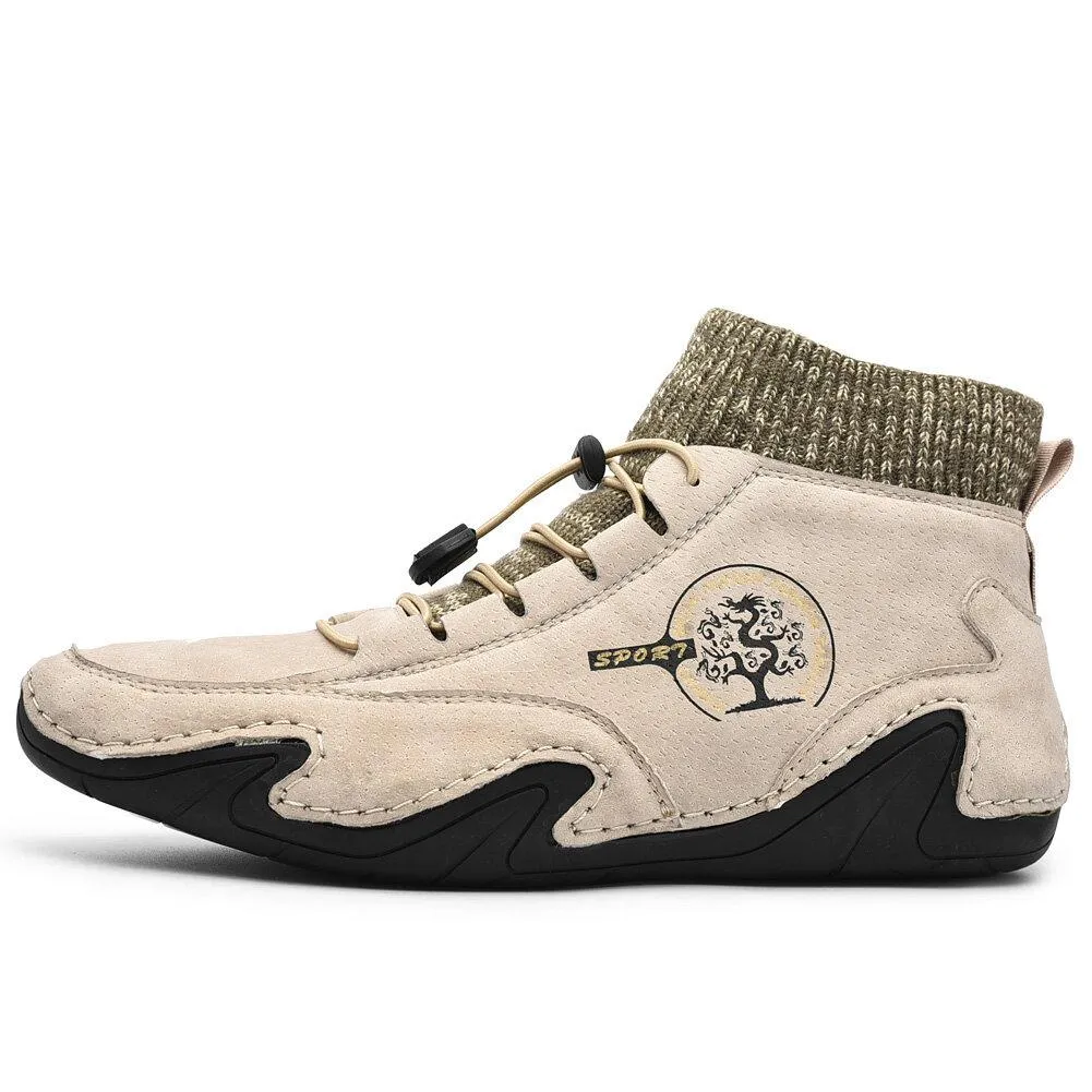 Kaegreel Men's Handmade Leather Comfy Soft Sock Ankle Boots