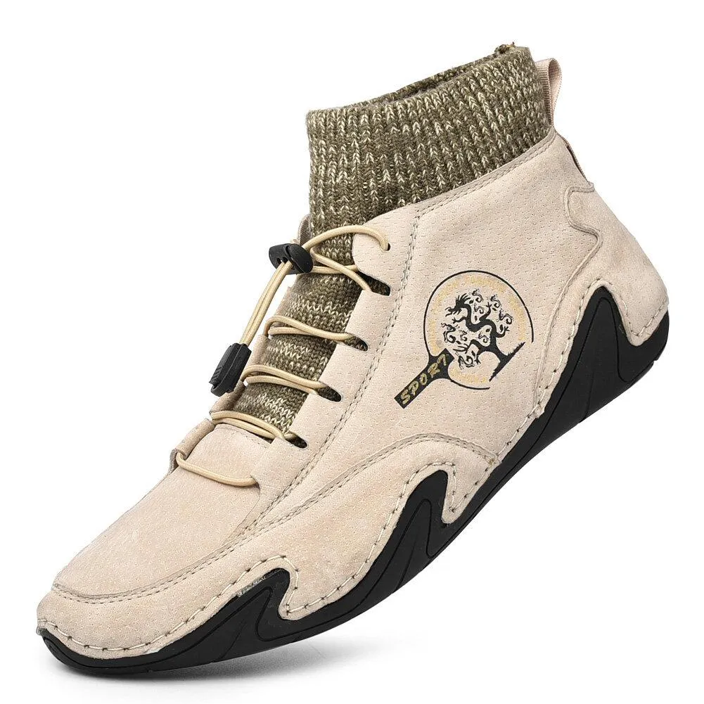 Kaegreel Men's Handmade Leather Comfy Soft Sock Ankle Boots