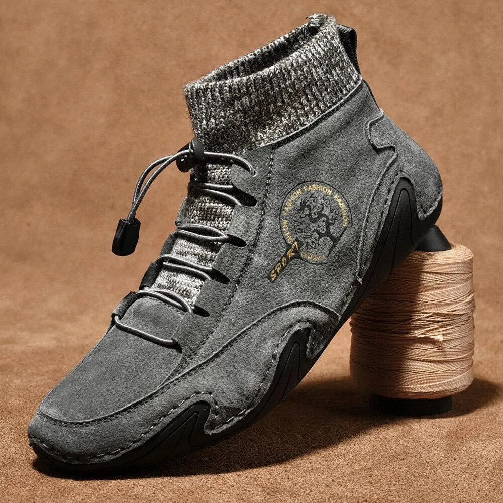 Kaegreel Men's Handmade Leather Comfy Soft Sock Ankle Boots