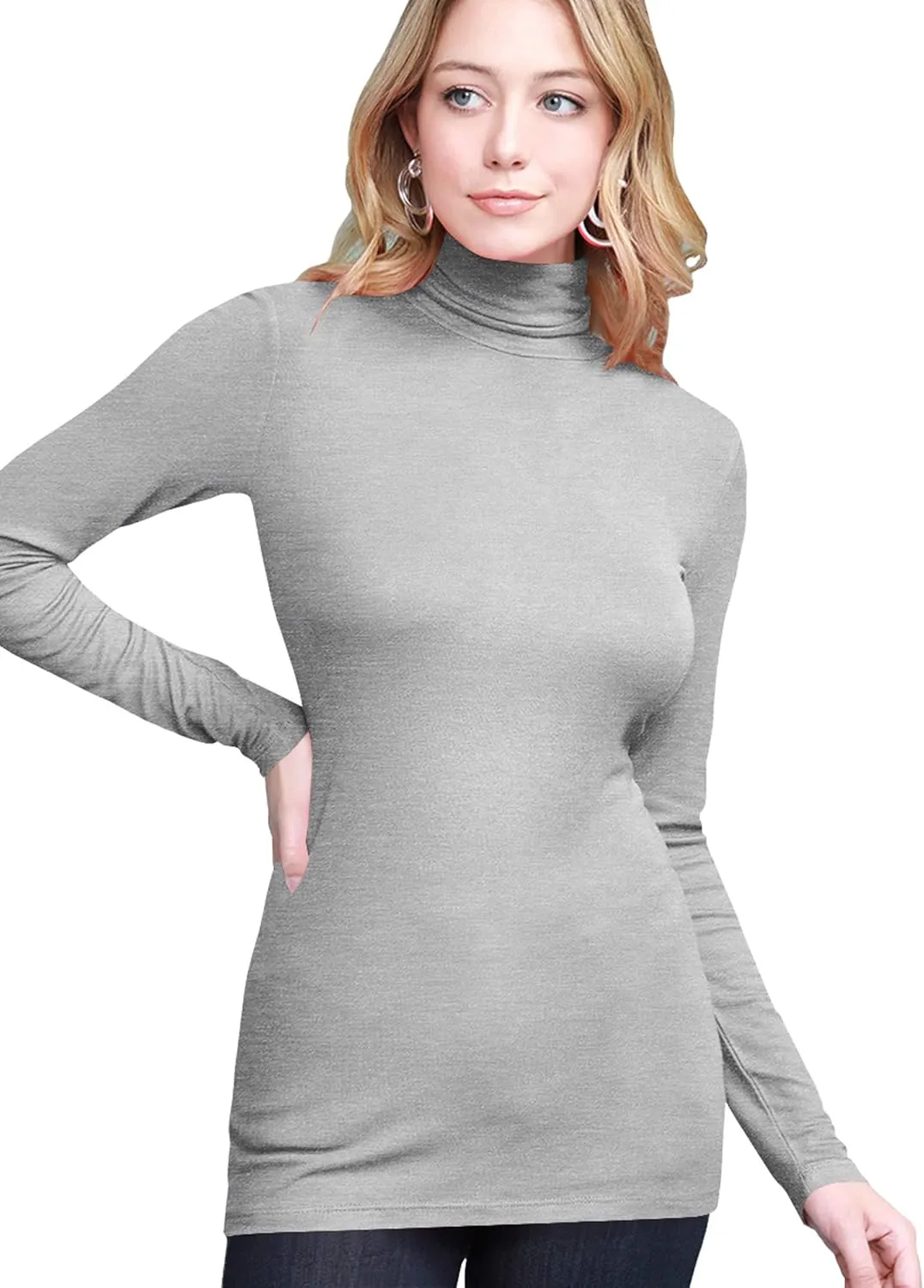 Lock and Love Women's Lightweight Long Sleeve Cozy Stylilsh Turtleneck Top Pullover Sweater