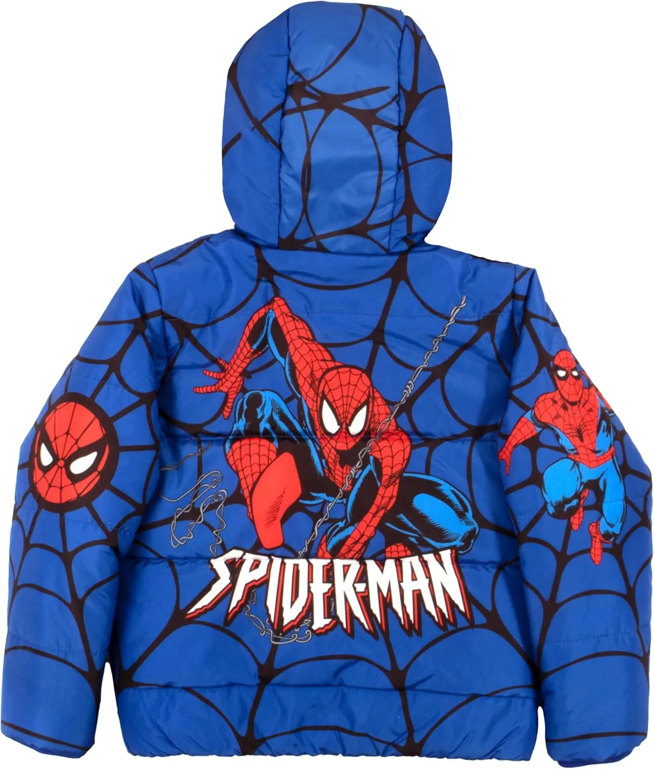 Marvel Winter Coat for Boys Spider-Man, Avengers Graphic Print Boys Puffer Winter Jacket for Big and Little Kids