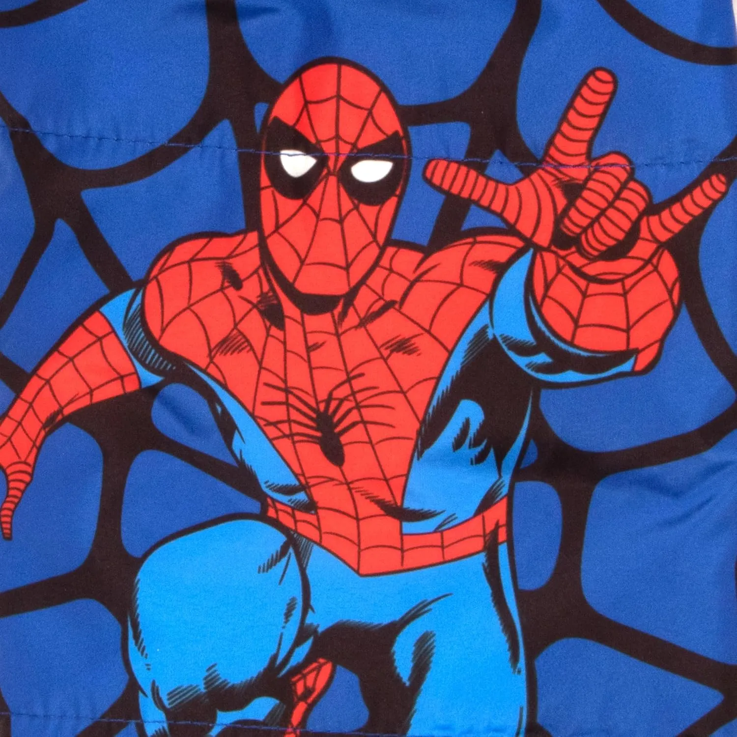 Marvel Winter Coat for Boys Spider-Man, Avengers Graphic Print Boys Puffer Winter Jacket for Big and Little Kids