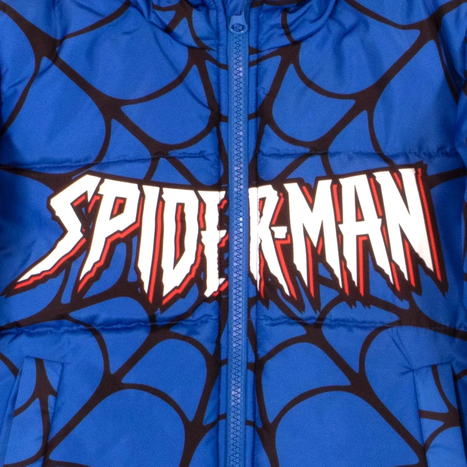 Marvel Winter Coat for Boys Spider-Man, Avengers Graphic Print Boys Puffer Winter Jacket for Big and Little Kids