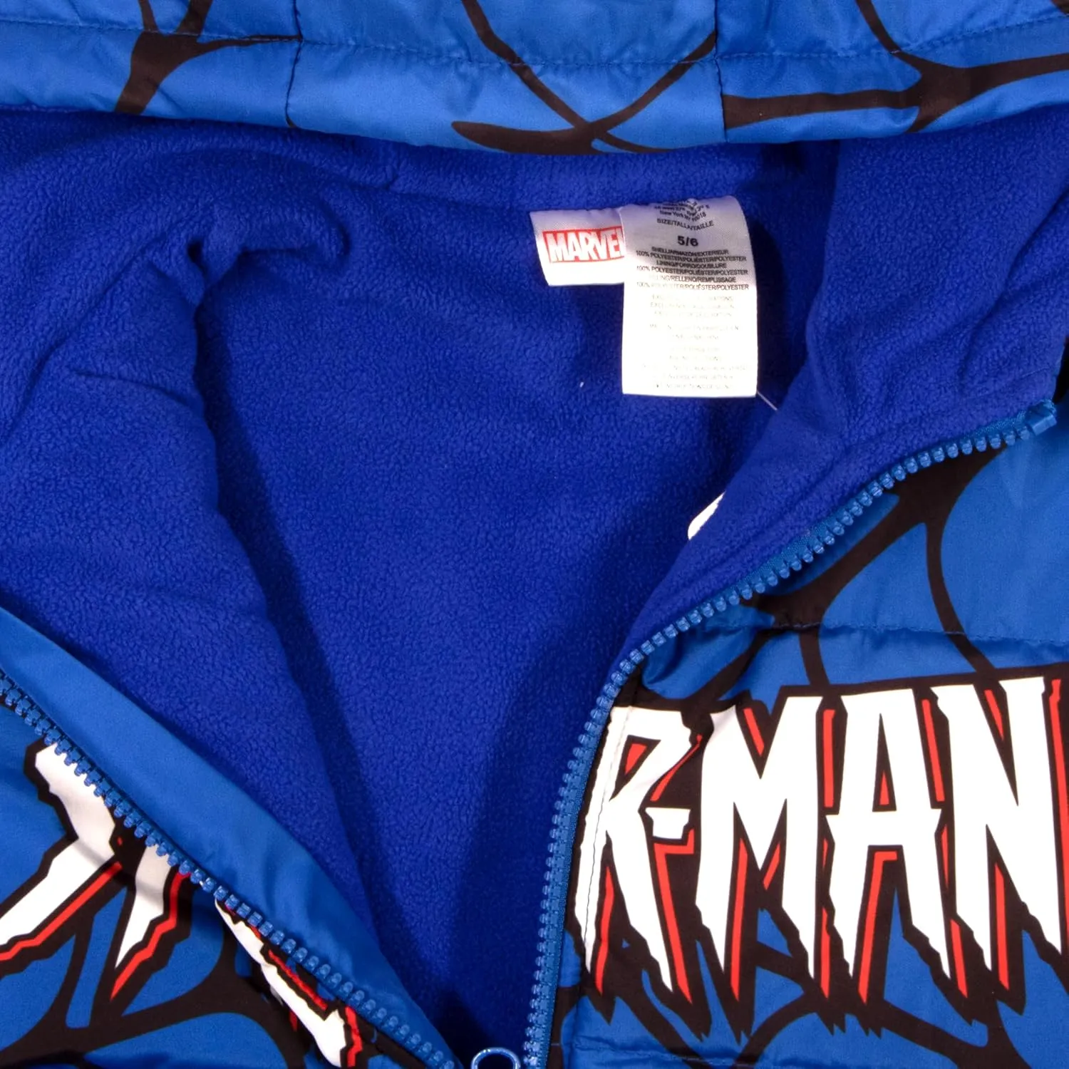 Marvel Winter Coat for Boys Spider-Man, Avengers Graphic Print Boys Puffer Winter Jacket for Big and Little Kids