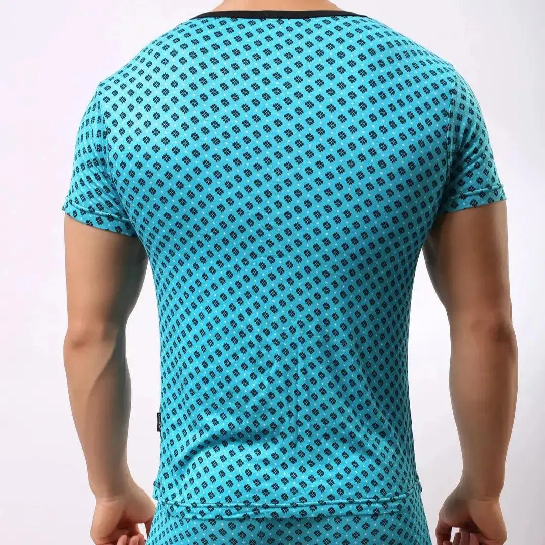 Men's Green O-Neck T-Shirt - Casual Stretch Fit Modal Blend Top for Male