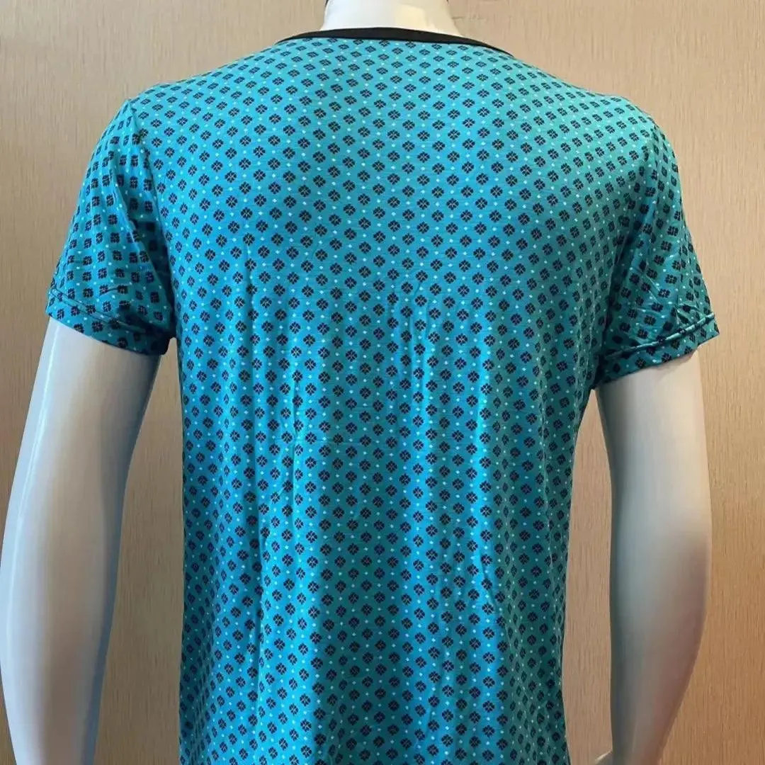 Men's Green O-Neck T-Shirt - Casual Stretch Fit Modal Blend Top for Male