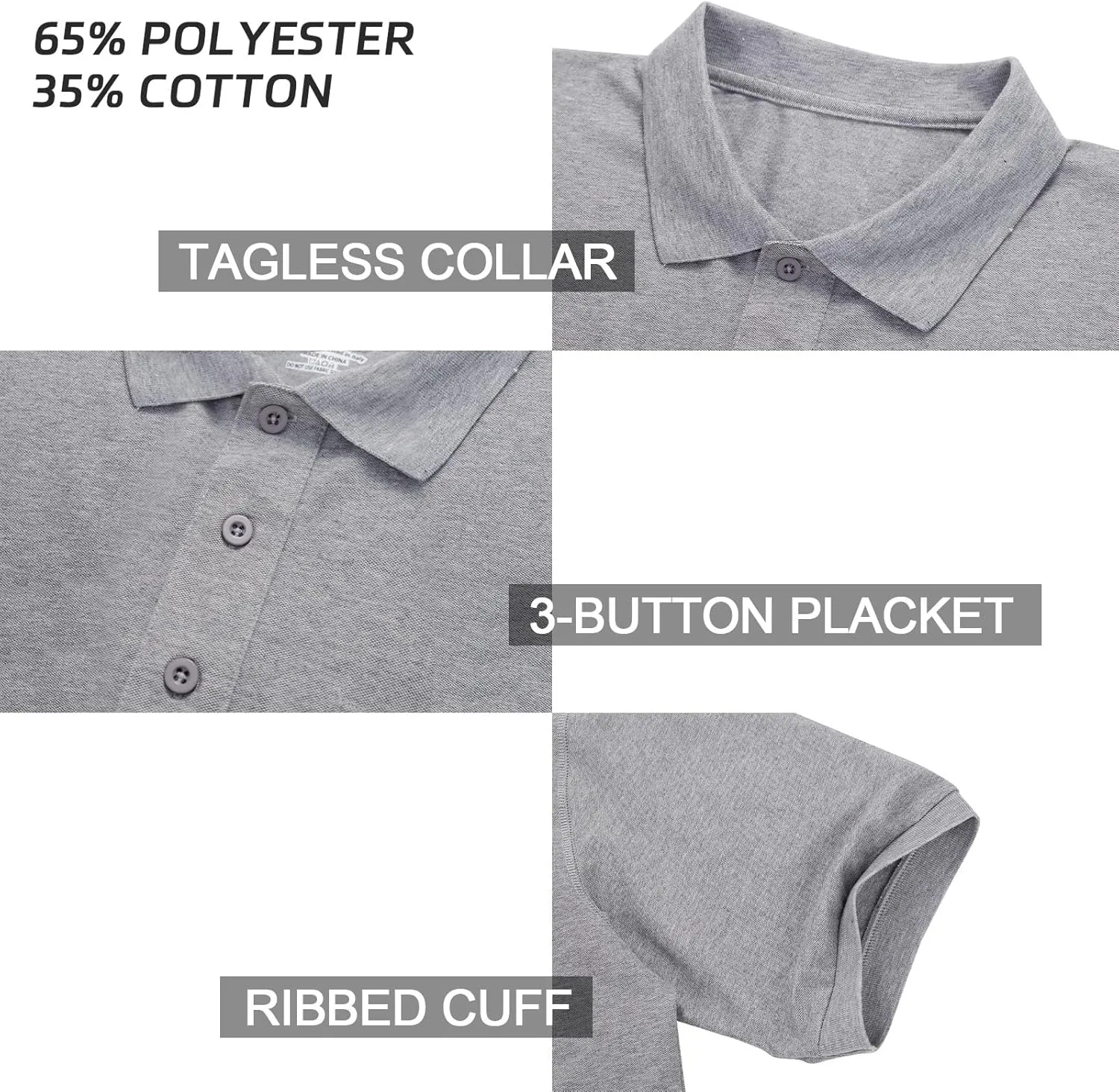 Men's Short Sleeve Polo Shirt Moisture Wicking Performance Dry Fit Golf Polo with Pocket