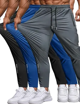 Men's Sweatpants Lightweight Active Pants Quick Dry for Running Jogging YogaGolf with Zipper Pockets
