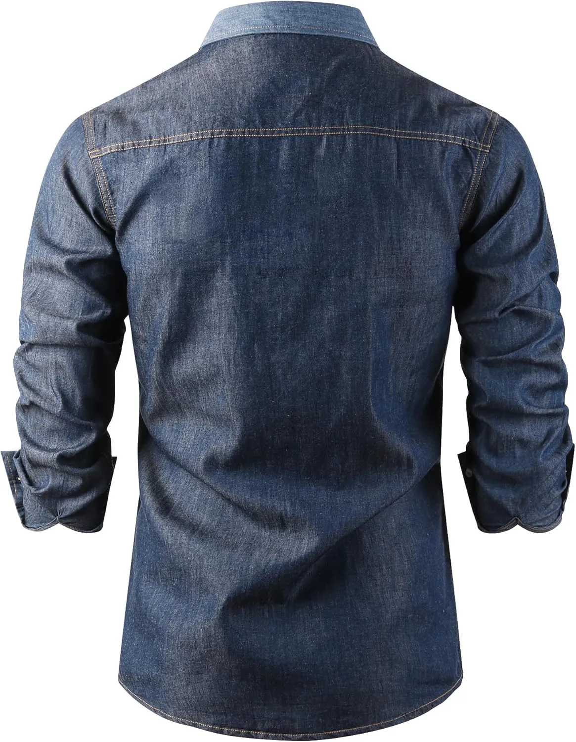 OCHENTA Men's Denim Button Down Shirts Casual Chambray Long Sleeve Lightweight Tops