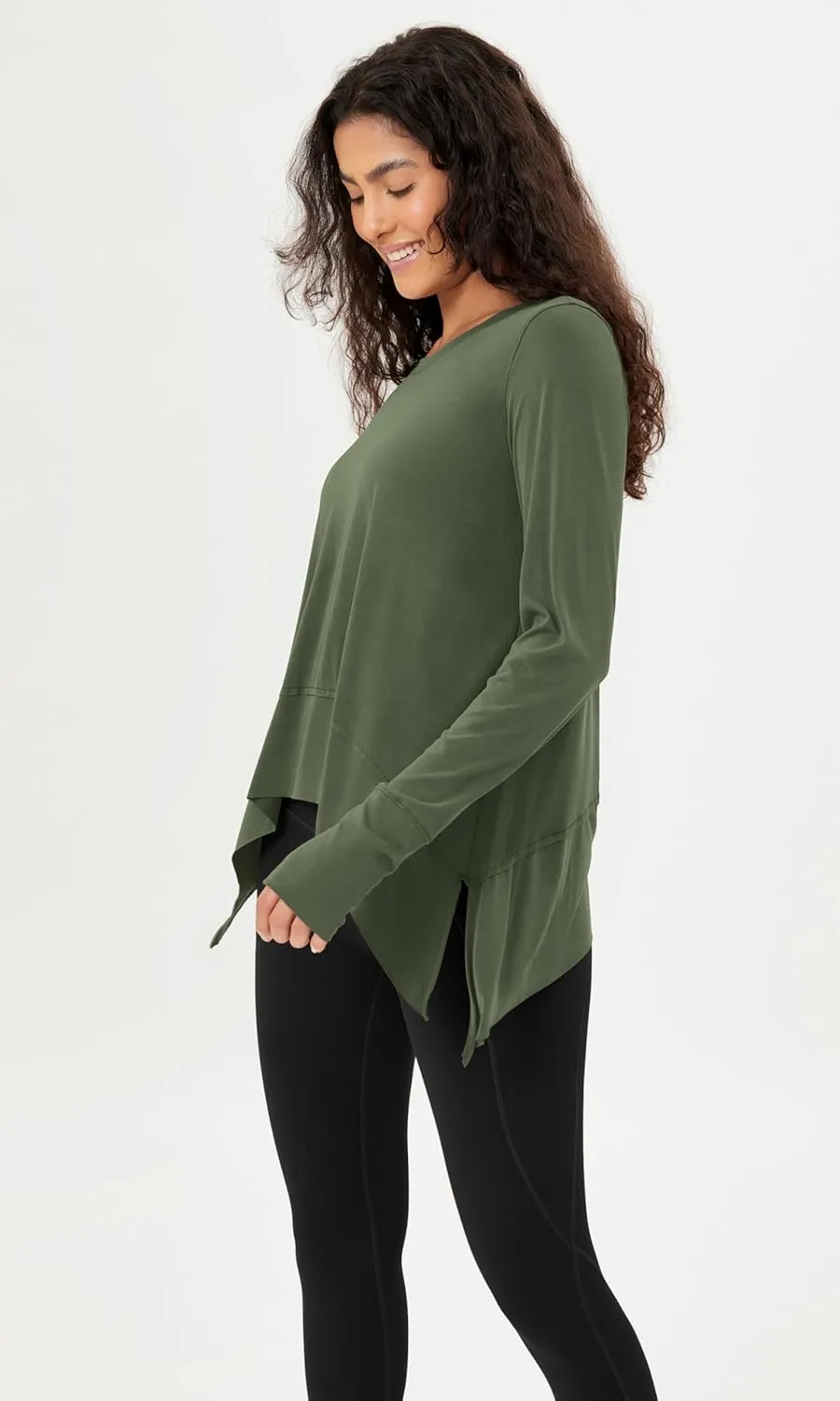 ODODOS Women's Modal Soft Long Sleeve Tee with Thumb Hole Athletic Gym Workout Tops Yoga Shirts