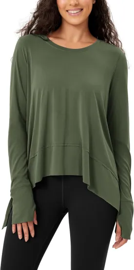 ODODOS Women's Modal Soft Long Sleeve Tee with Thumb Hole Athletic Gym Workout Tops Yoga Shirts