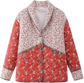 Omoone Women's Quilted Lightweight Jackets Cropped Floral Packable Puffer Jacket Winter Coat