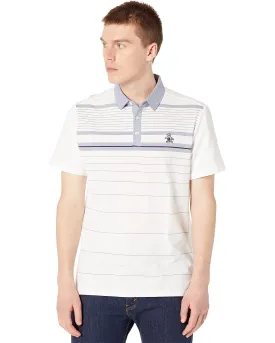 Original Penguin Mens Heritage Fine Line Stretch Golf Polo Shirt - BRIGHT WHITE