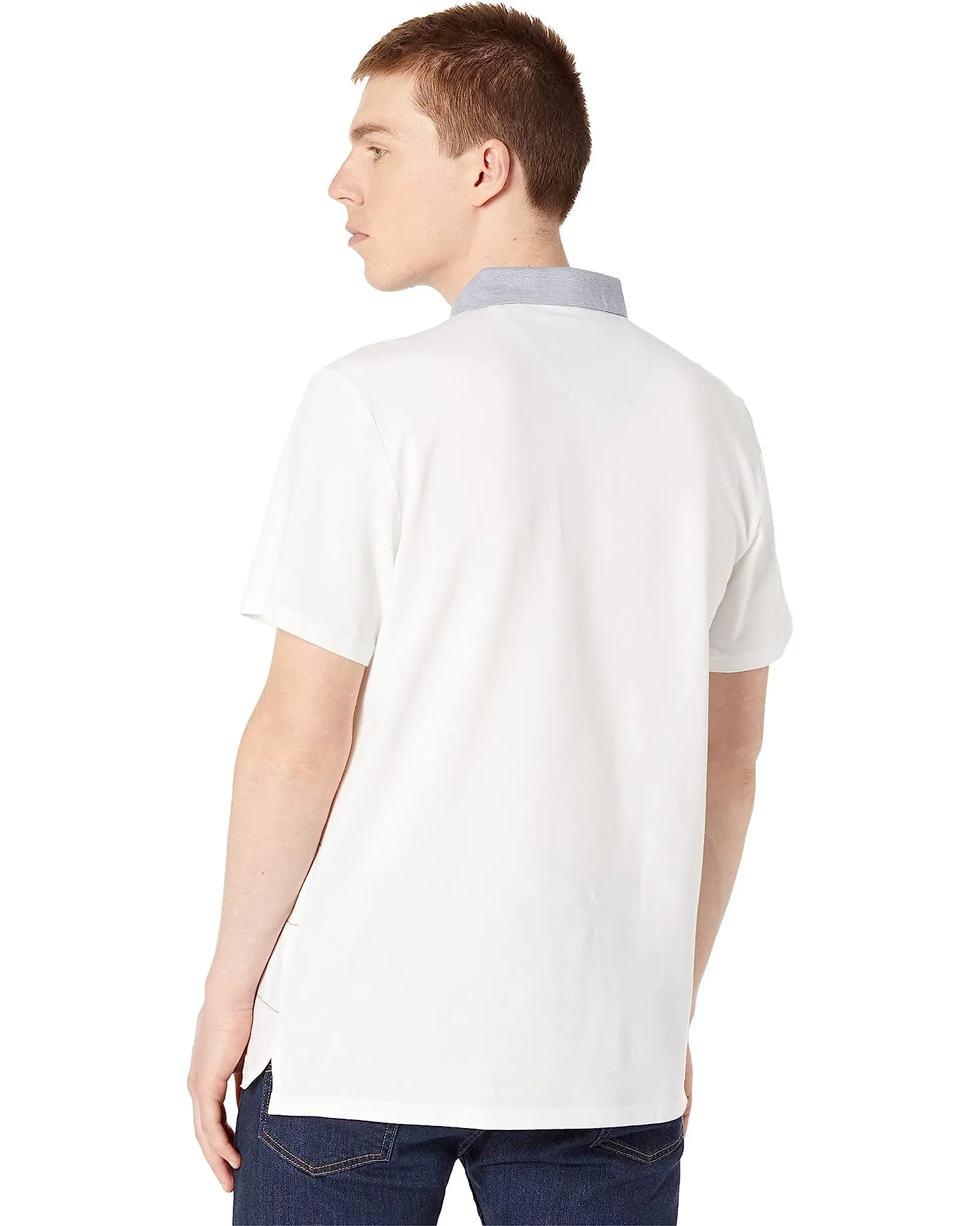 Original Penguin Mens Heritage Fine Line Stretch Golf Polo Shirt - BRIGHT WHITE
