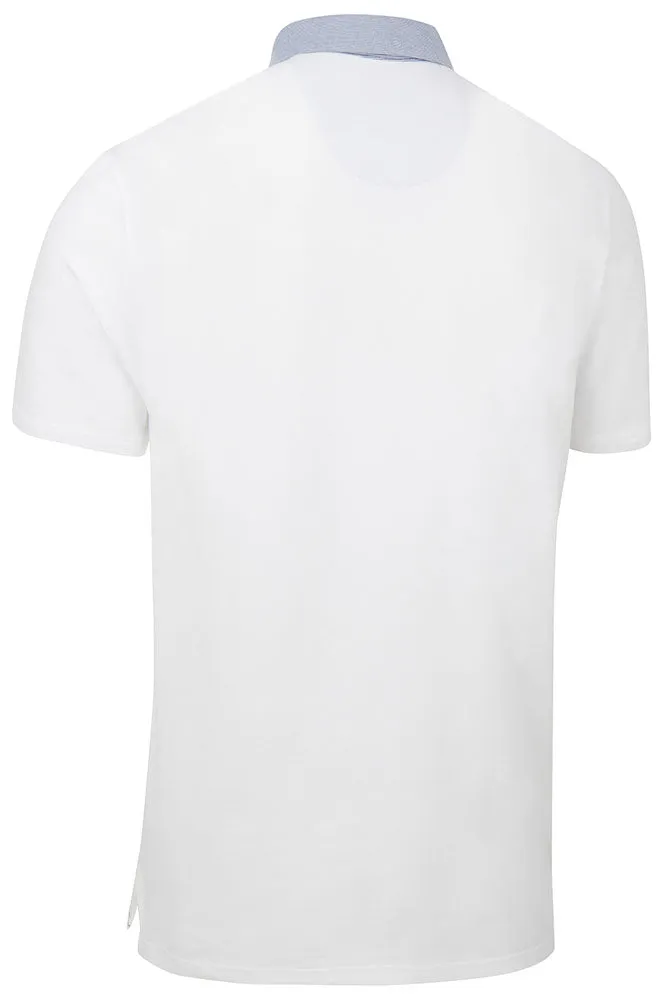 Original Penguin Mens Heritage Fine Line Stretch Golf Polo Shirt - BRIGHT WHITE