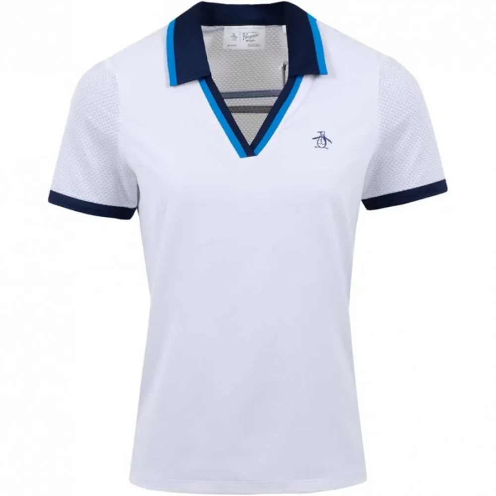 Original Penguin Womens Short Sleeve Mesh Back Polo - BRIGHT WHITE