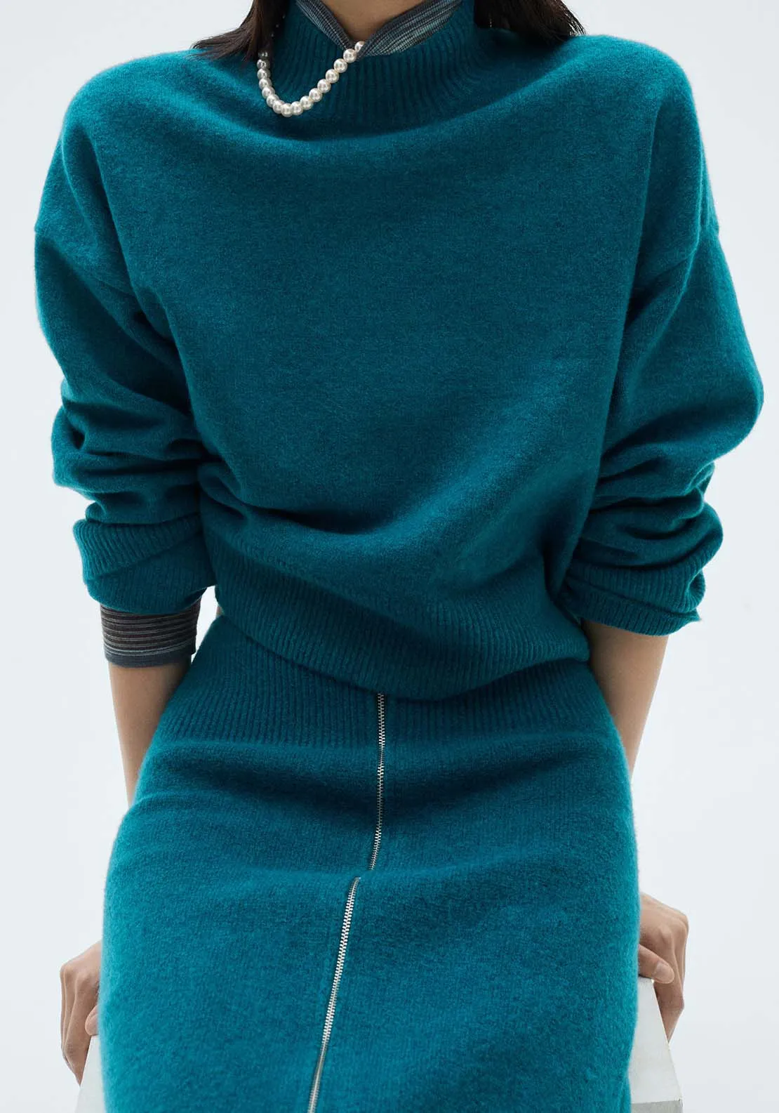 Perkins neck knitted sweater - Green