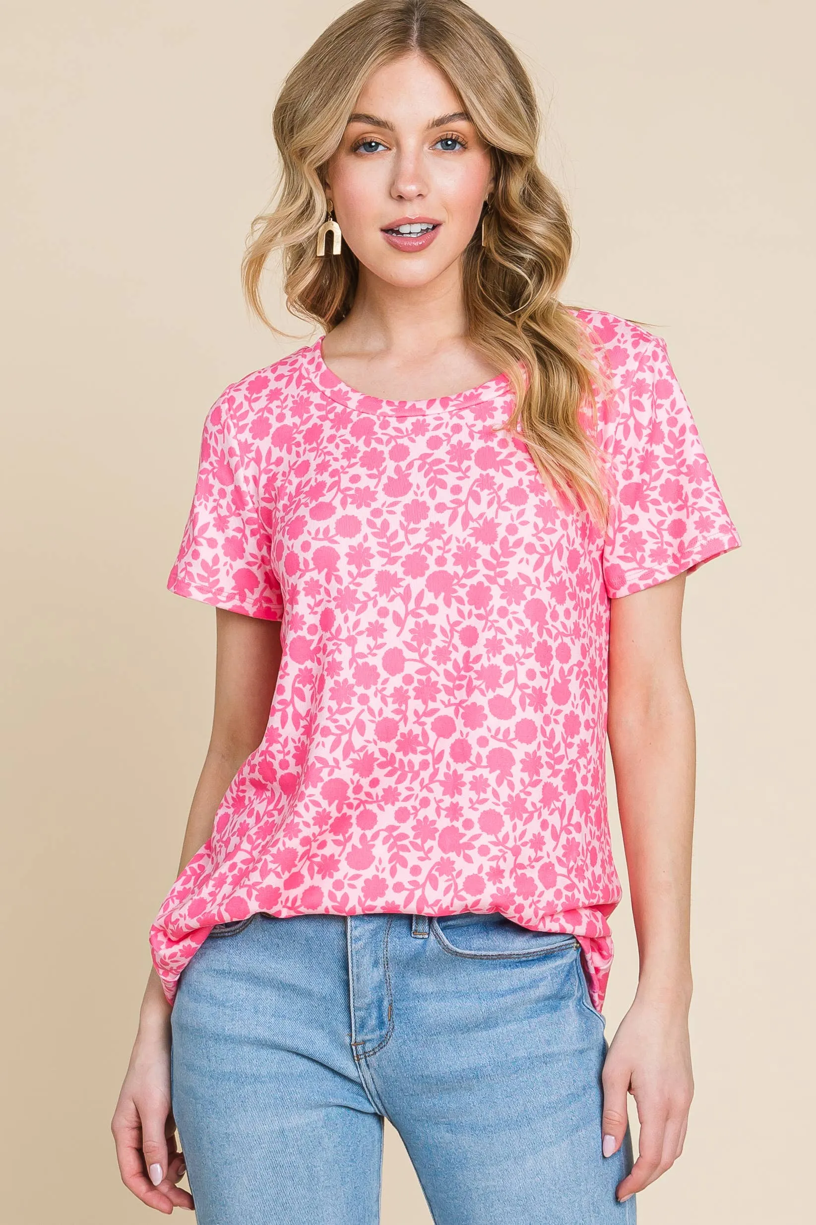 PINK FLORAL EVERYDAY RELAXED TOP