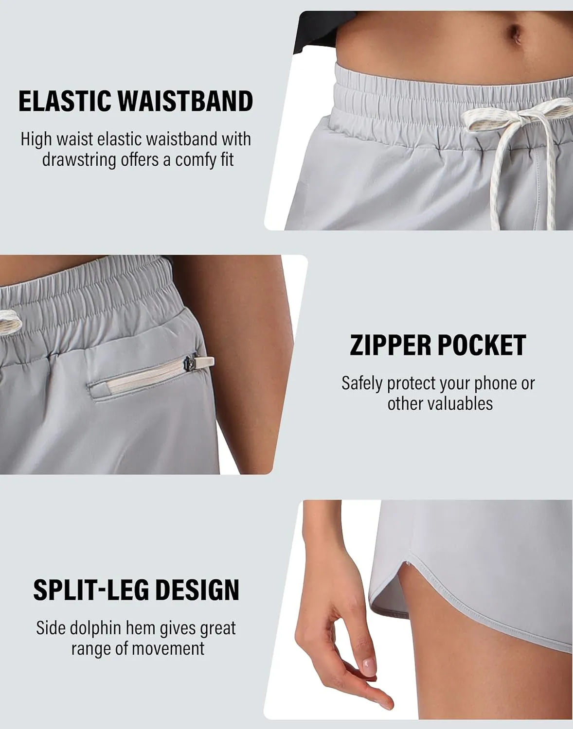 Pioneer Camp Womens Athletic Shorts with Liner 4" Quick Dry Running Gym Shorts Workout Stretchy Active Shorts with Zip Pocket