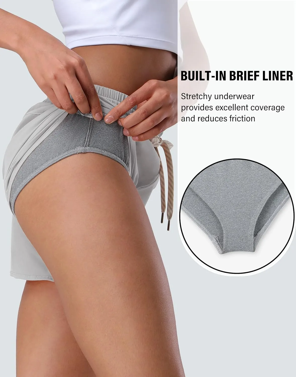 Pioneer Camp Womens Athletic Shorts with Liner 4" Quick Dry Running Gym Shorts Workout Stretchy Active Shorts with Zip Pocket