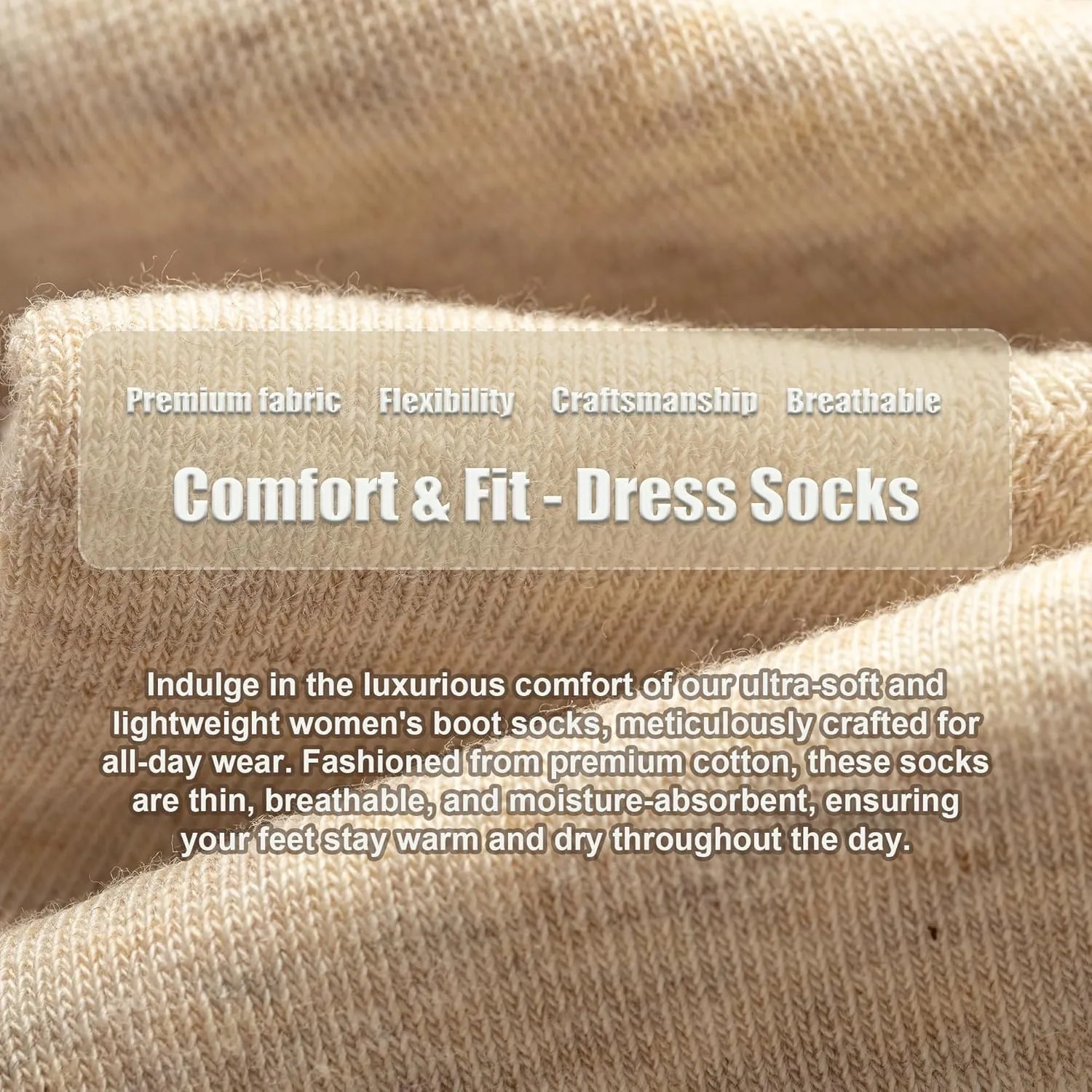 Ruffle Turn-Cuff Socks for Women, Ladies Thin Crew Cotton Lettuce Frilly Boot Sock for Trouser, Dress, Business
