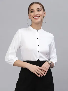 Style Quotient Women Solid White Viscose Rayon formal shirt