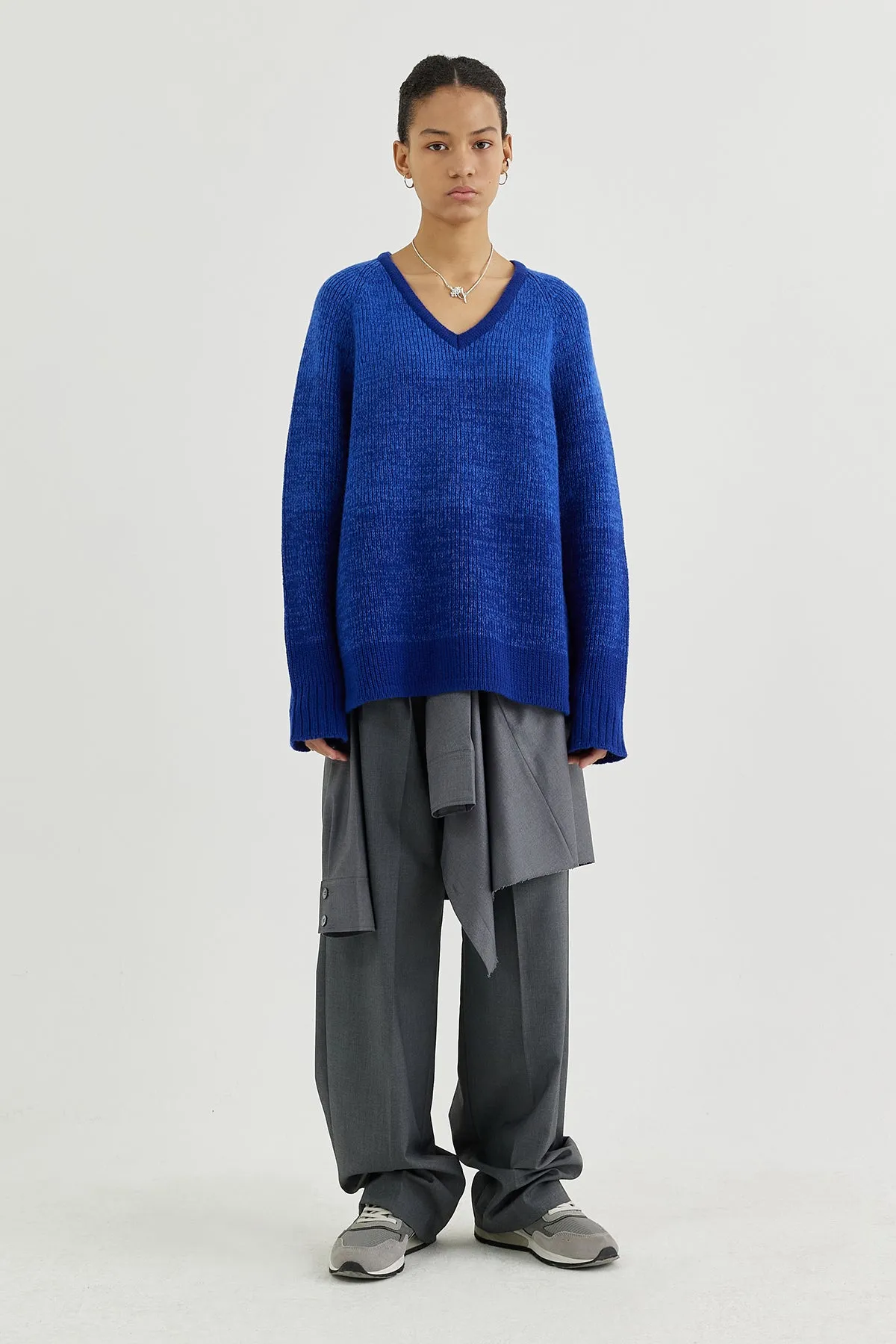 V-neck ribbed sweater