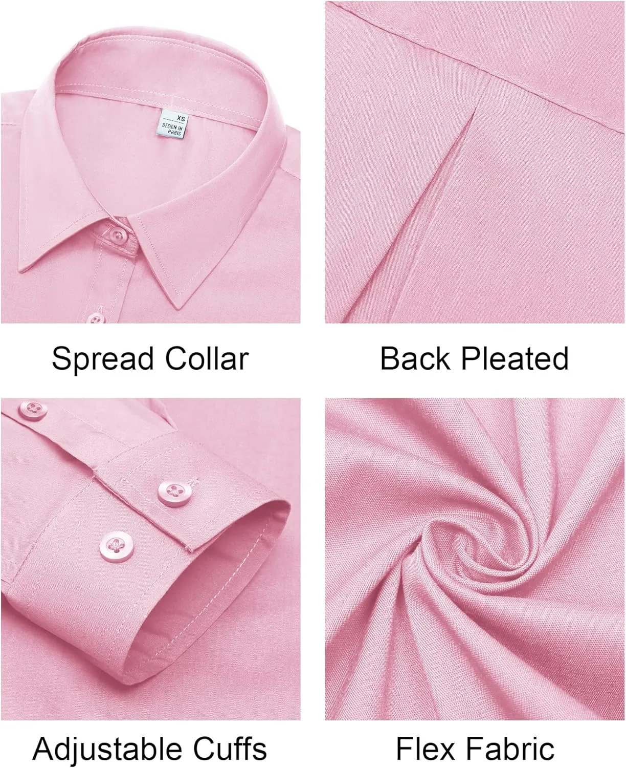 Women's Button Down Shirts Classic Fit Dress Shirt Work Business Casual Long Sleeve Blouse Tops