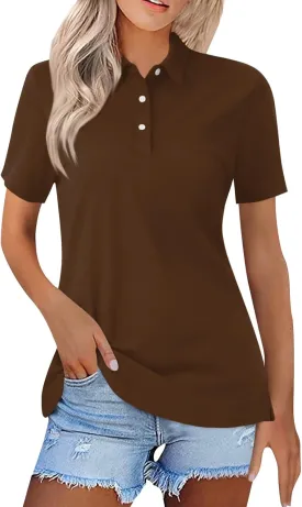 Womens Golf Collared Polo Shirts Lightweight Breathable Workout Tops Summer Quick Dry Short Sleeve Business Casual Tops