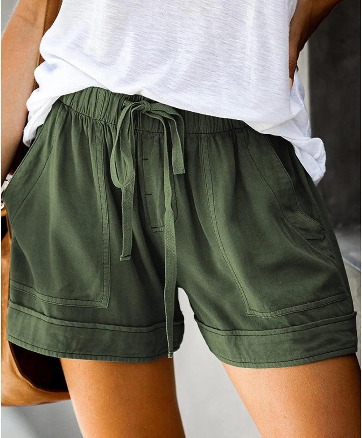 Womens Shorts Casual Summer 2025 Beach Vacation Plus Size Elastic Waist Drawstring with Pockets Comfy Trendy Clothes