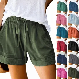 Womens Shorts Casual Summer 2025 Beach Vacation Plus Size Elastic Waist Drawstring with Pockets Comfy Trendy Clothes