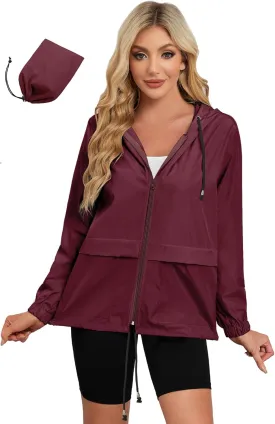 Zando Lightweight Rain Jacket Women Raincoat for Women Packable Rain Coat Windbreaker Rain Jackets Waterproof with Hood